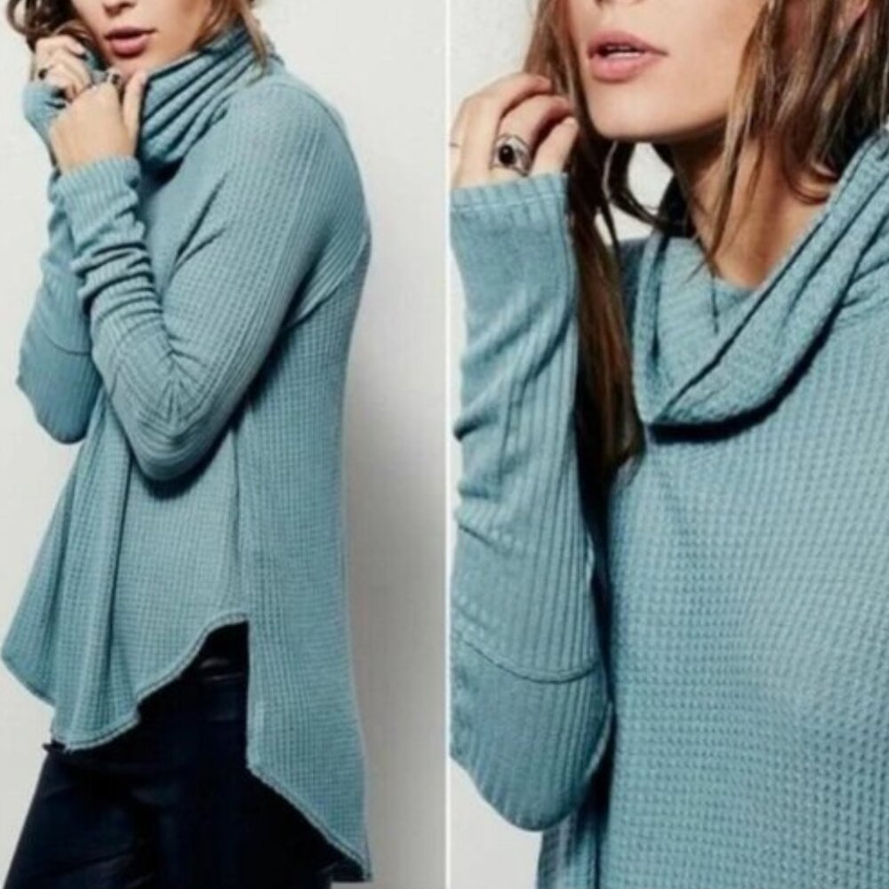 WE THE FREE Waffle Weave Kristina Cowl Neck Sweater